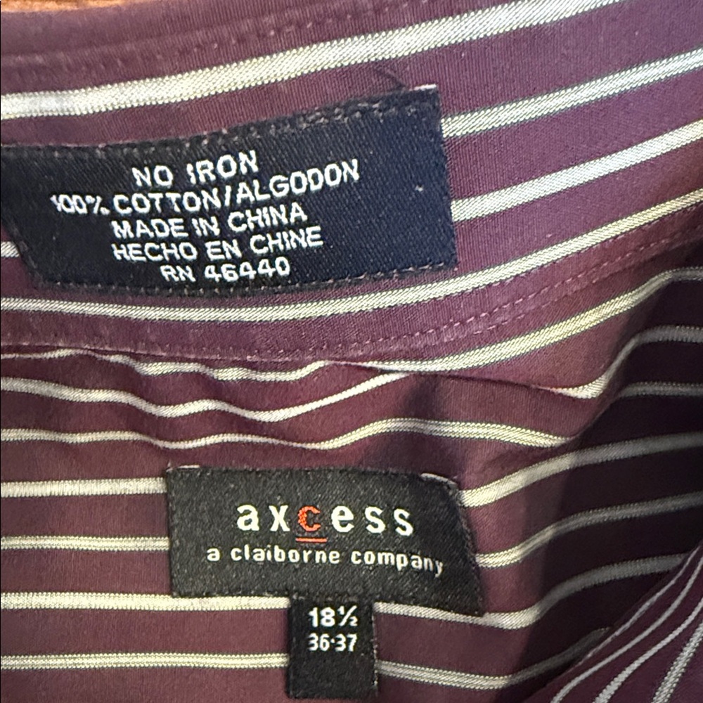 Axcess Men's Brown and White Striped Button Down Shirt - Picture 2 of 3